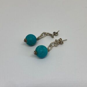 Blue stone artisan earring